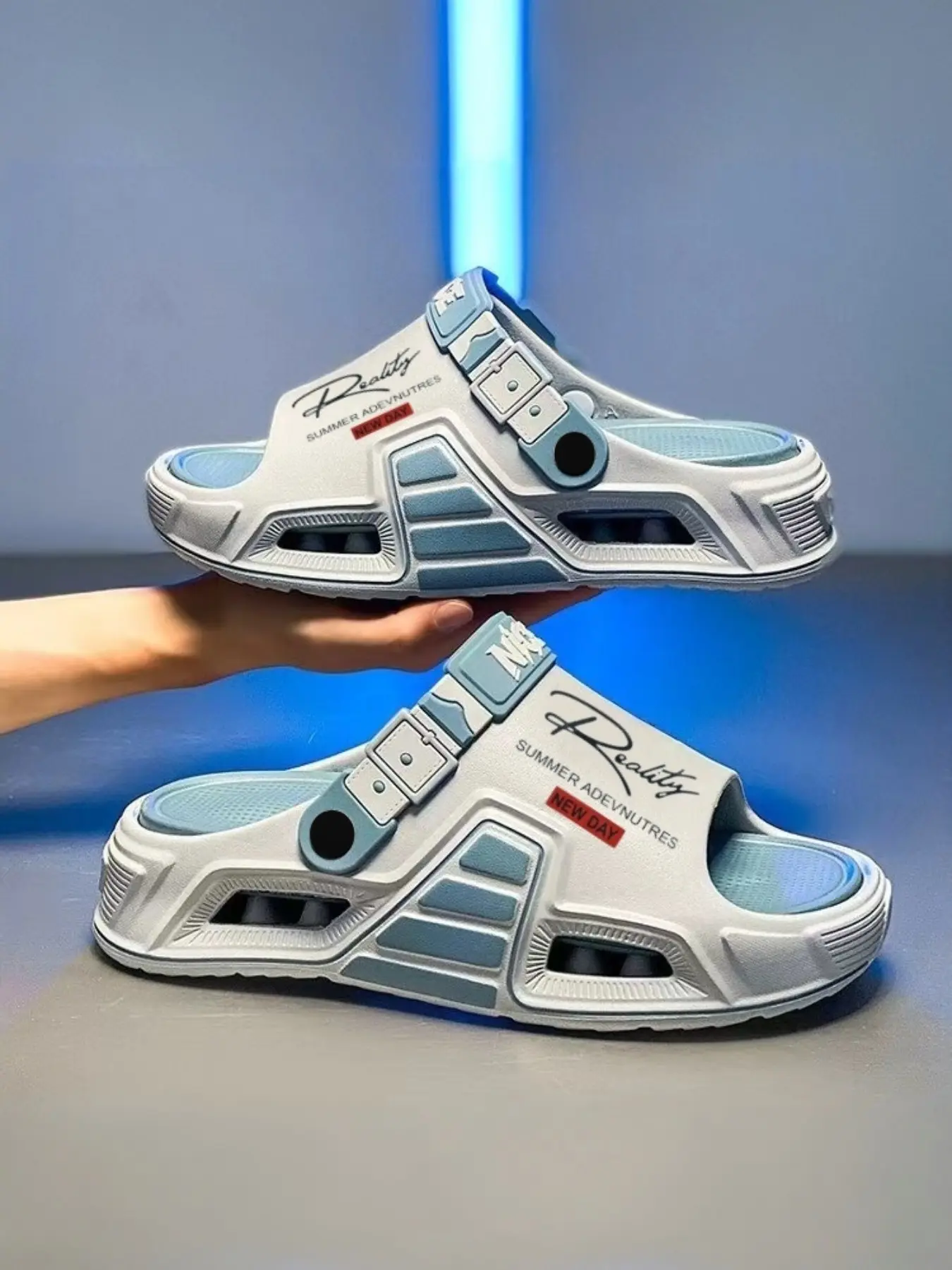 Unisex Thick Sole Sandals Slipper, Summer Outdoor & Indoor Wear, Trendy Letter Print Slides, Anti-Slip Waterproof Casual Driving Shoes, Waterproof Slippers
