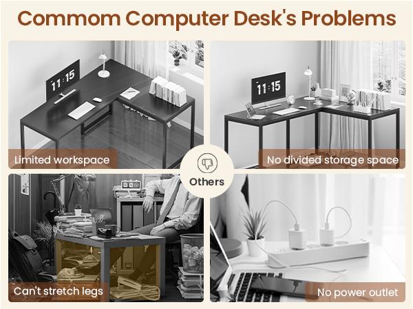 SEDETA L Shaped Gaming Desk with Drawers, Reversible Computer Corner Desk with File Drawer, Hutch, Storage Shelves for Home Office, Gaming Two Person Desk with Led Lights, Power Outlet