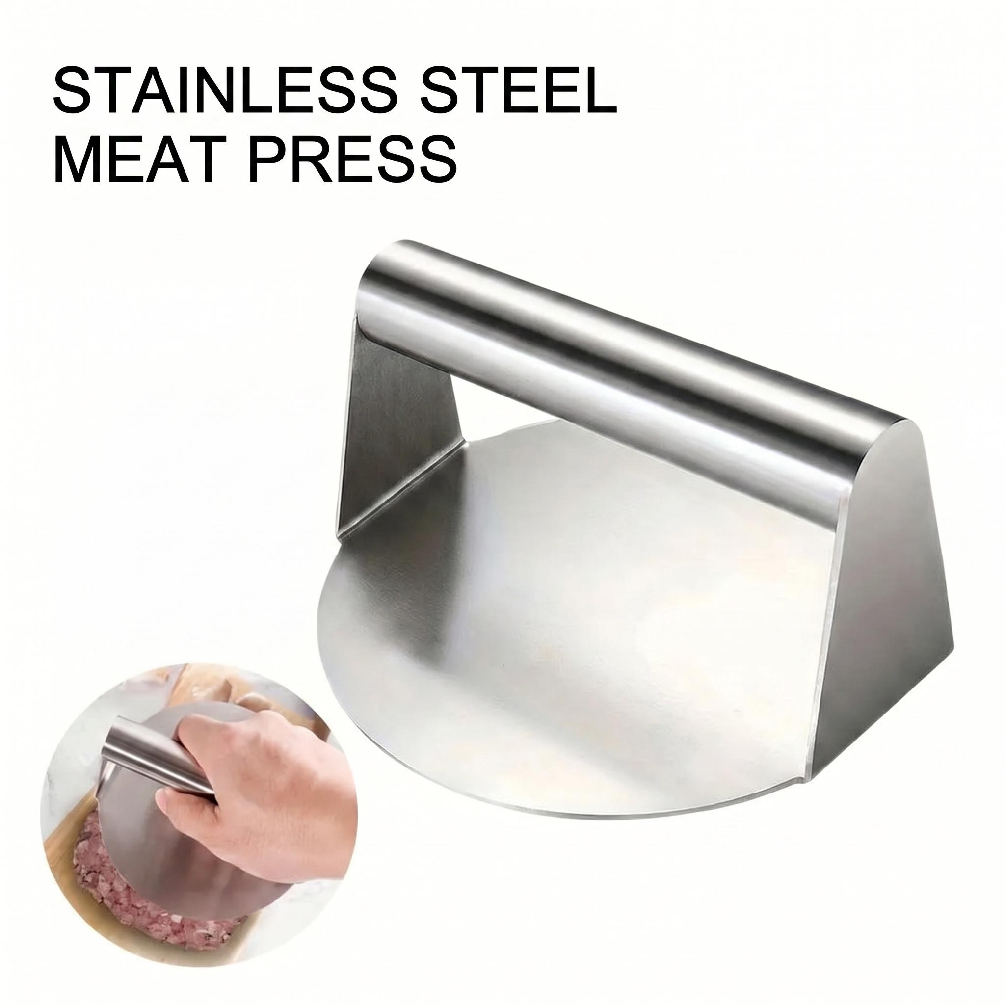 Stainless Steel Burger Press Meat Utensils, Non-Stick Hamburger Patty Maker with Ergonomic Handle & Flat Surface, Ideal for BBQ Home Kitchen Use-YY0