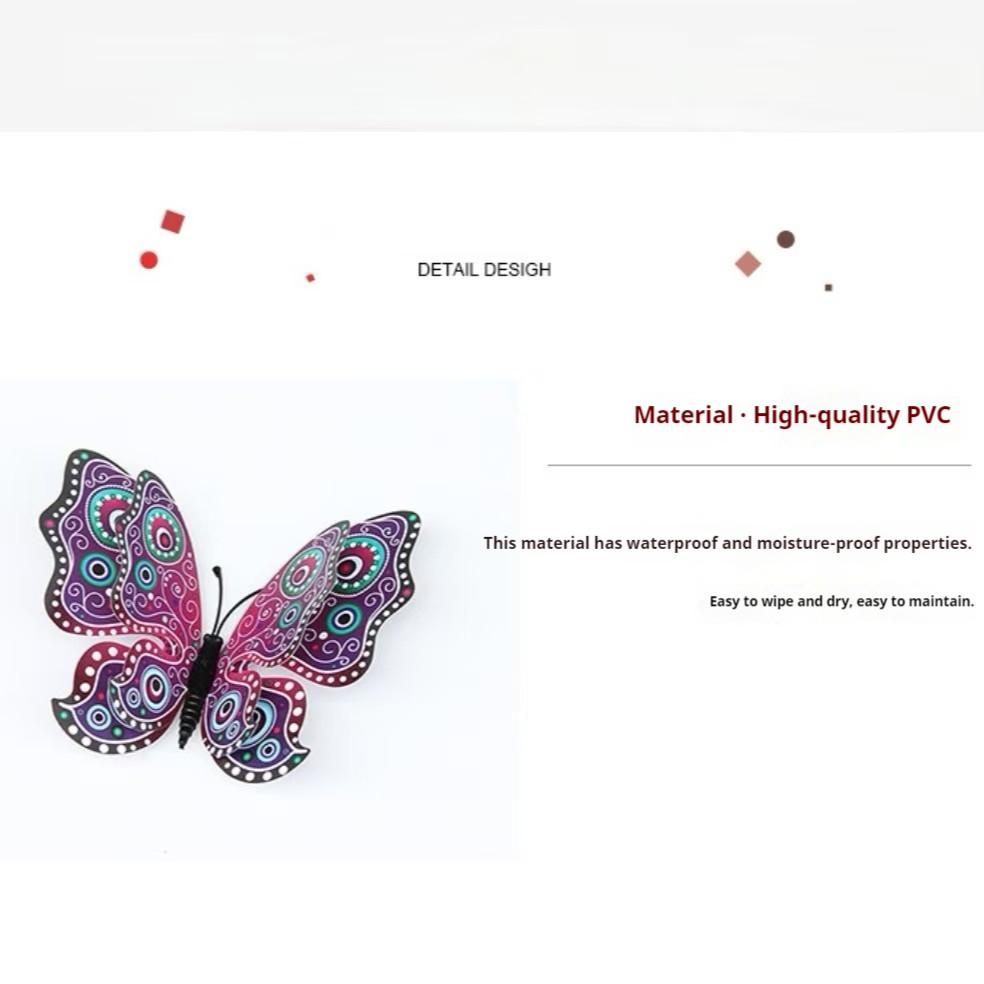 3D Realistic Plastic Butterfly Wall Stickers Set of 12, Living Room Decorative Wall Decals, Creative Refrigerator Magnets
