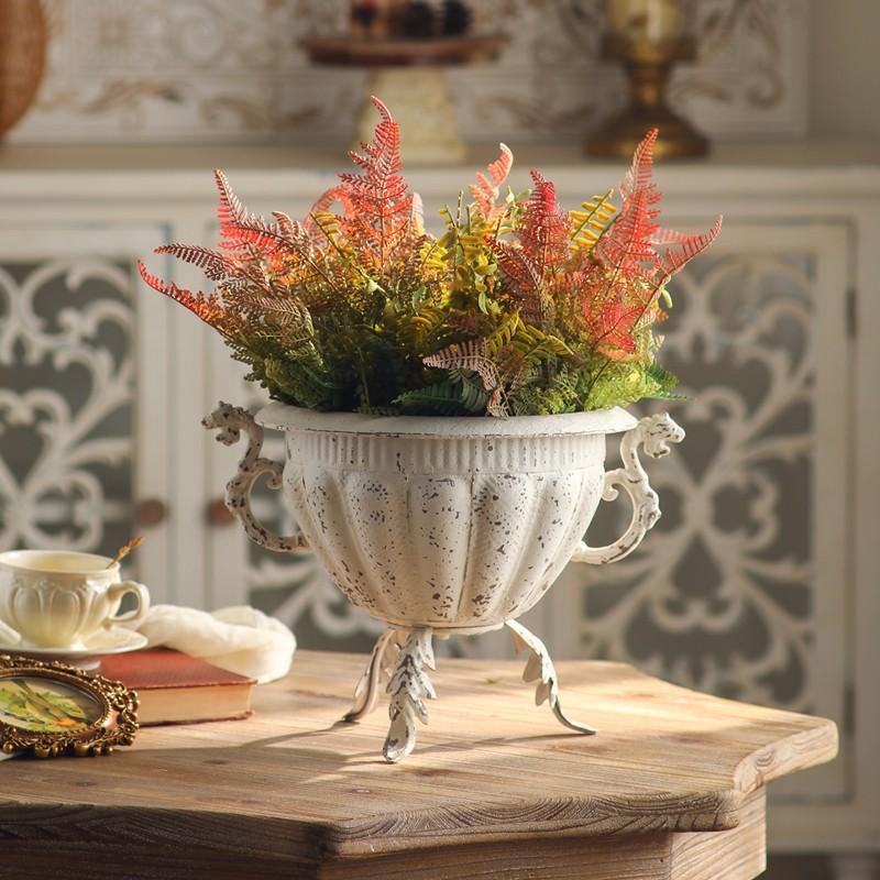 Vintage Distressed Ironwork Floral Display Frame, American Country Style, Villa Courtyard Decoration, Craftwork & Photography Props