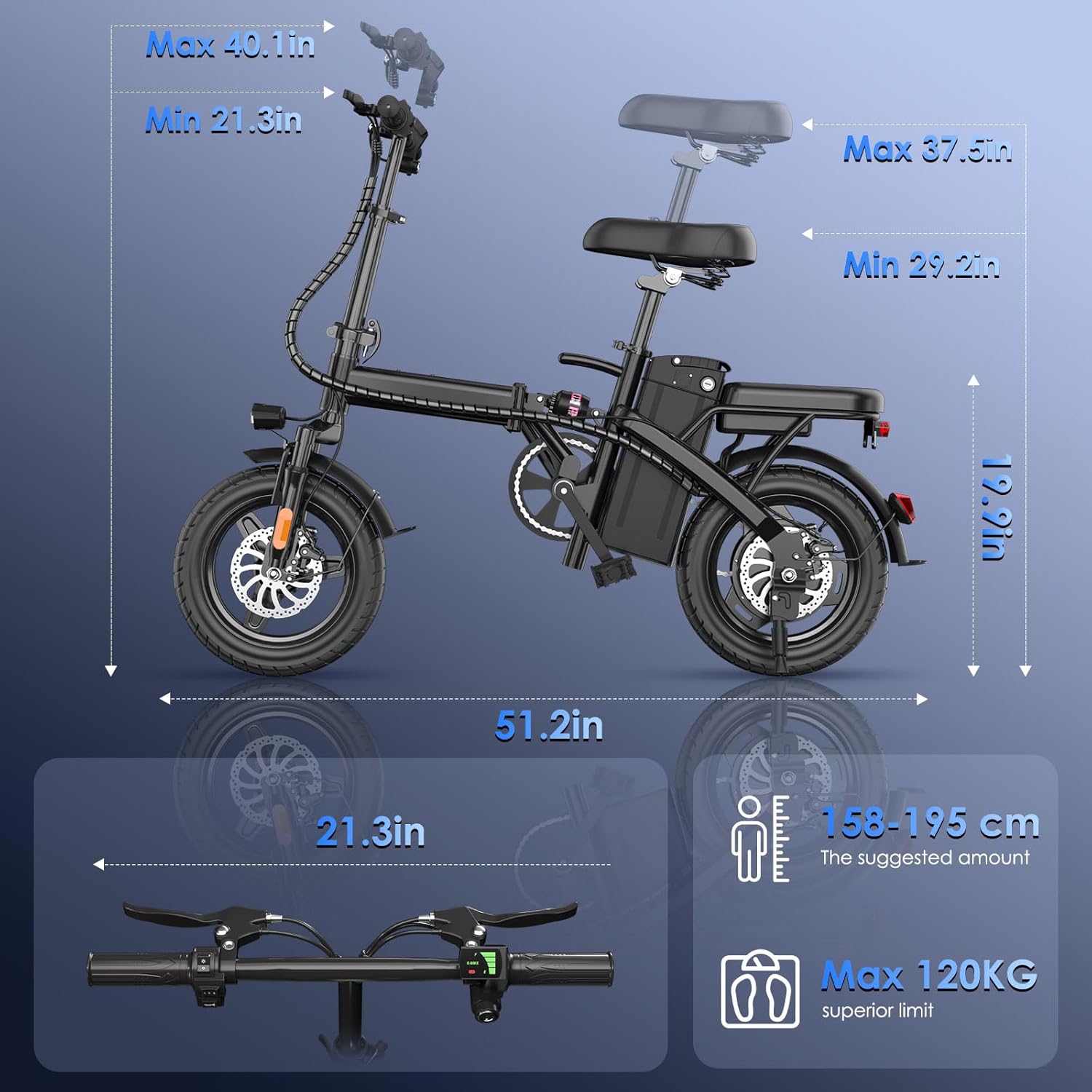 500W Motor E-Bike , 18MPH 20+ Miles PAS Range Bikes, Folding Ebike 14" Adults Electric Bicycle, 36V 12Ah Removable Battery Electric Bike,  Men's and Women's Adult E-bike,UL 2849 Certified