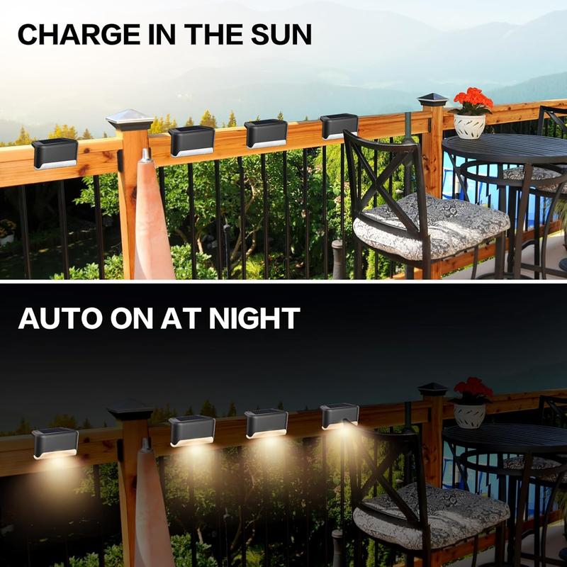 JNOEC 36pcs Solar LED Deck Lights IP65 Auto On/Off 12Hr Warm White Cool White Waterproof for Outdoor Stairs Fences Pathways Easy Install Commercial Malls Hotels Libraries