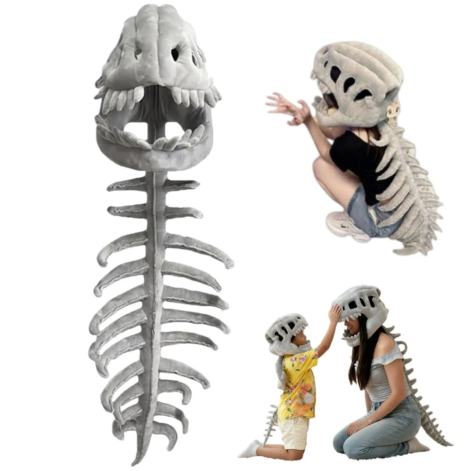 Halloween Costume Headgear, Plush Tyrannosaurus Rex Bone Headband, Fun Halloween Accessory, Perfect for Parties and Events