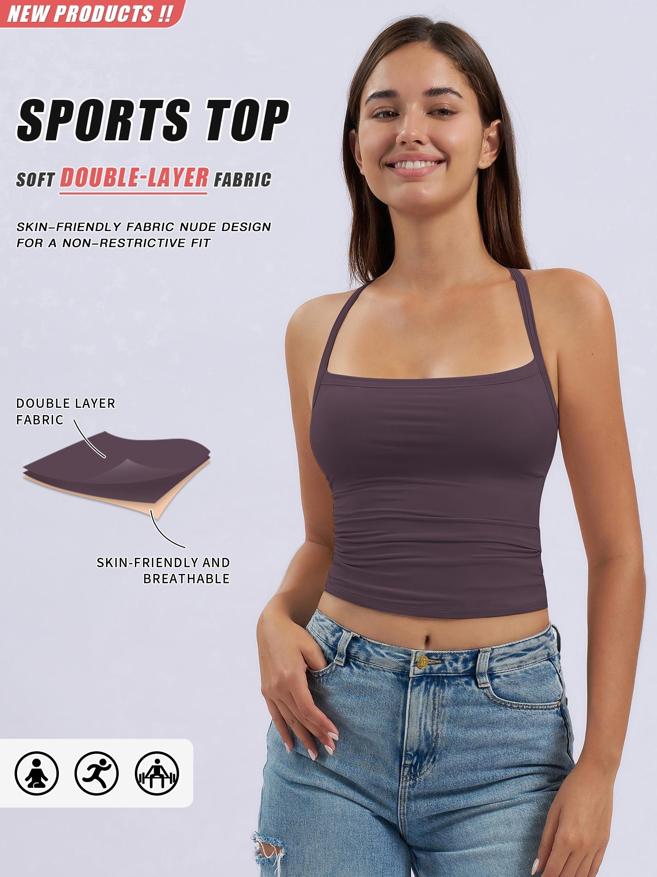 Women's Sporty Tight-Fit Yoga Vest, Quick-Dry Fitness Top, All-Seasons Wearable Running Tank, Versatile Gym Activewear, Sporty Cami Top