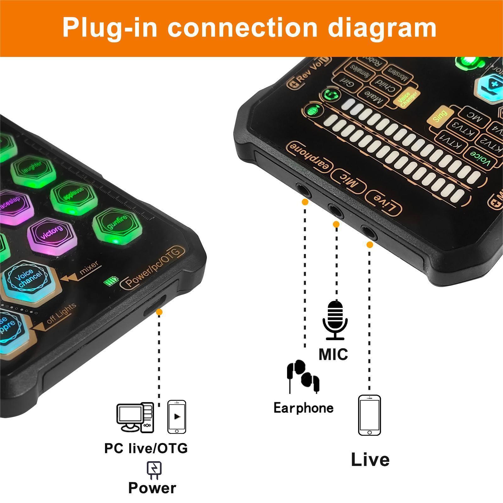 Hosabely SK9 Small Handheld Sound Card Set Audio Interface Portable microphones streaming equipment microphone iphone