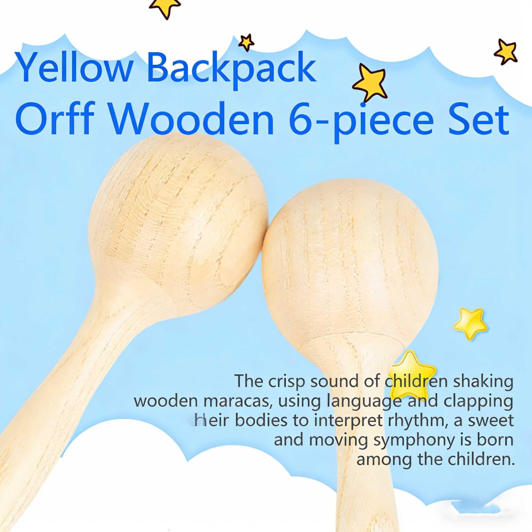 Orff Wooden Percussion Instrument Set, 6-Piece Musical Toy Kit, Natural Wood Design, Ideal Gift for Kids & Early Learning