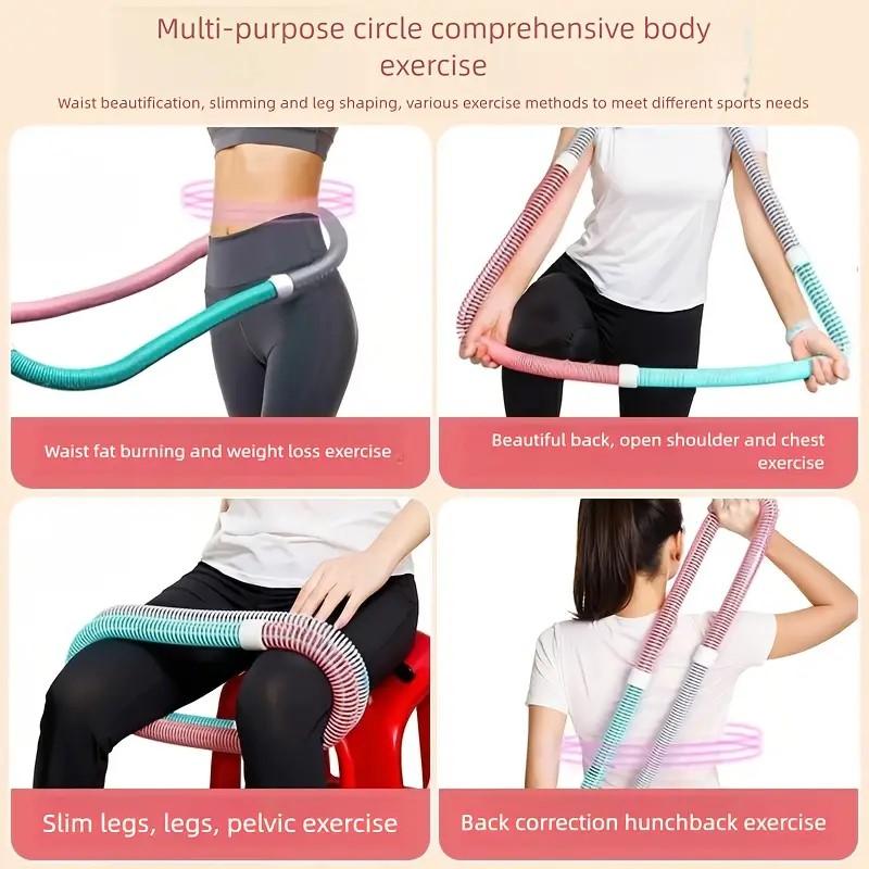1pc Adjustable Abdominal Shaping Fitness Ring - Foldable Core Strength Training Hoop, Four-Color Splicing Design, Battery-Free, Easy Assembly Spring Design, Better Waist Protection, Non-Tiring, Suitable for All Fitness Levels, Durable Home Gym Equipment,