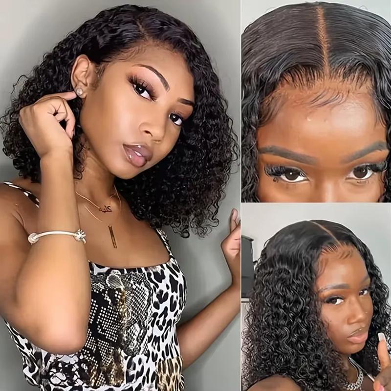 Short Curly Bob Wig Glueless Human Hair 4x4 Pre Cut Pre Bleached Pixie Cut Lace Closure Wig Ready To Wear Go Glueless Wig Water Wave Human Hair Lace Front Wigs