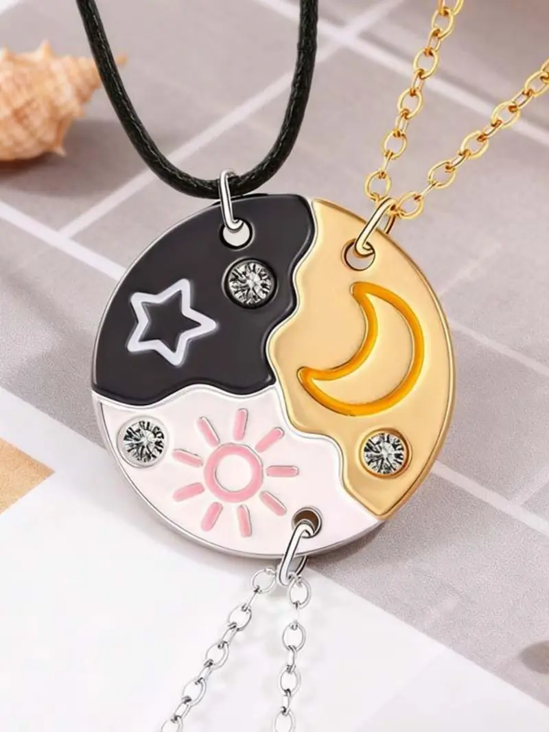 Sun, Moon, Star Magnetic Necklace Set, Fashion Cool Accessories