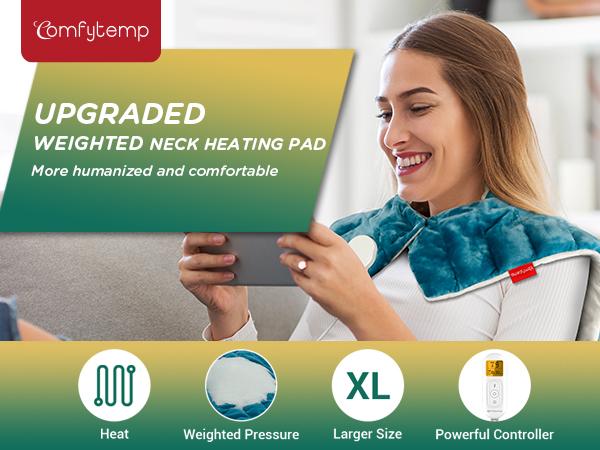 Weighted Heating Pad for Neck, Shoulders and Back 3-Temp Muscle Tension Relief Auto off XXL King Size 22"x33" Gifts for Women Men