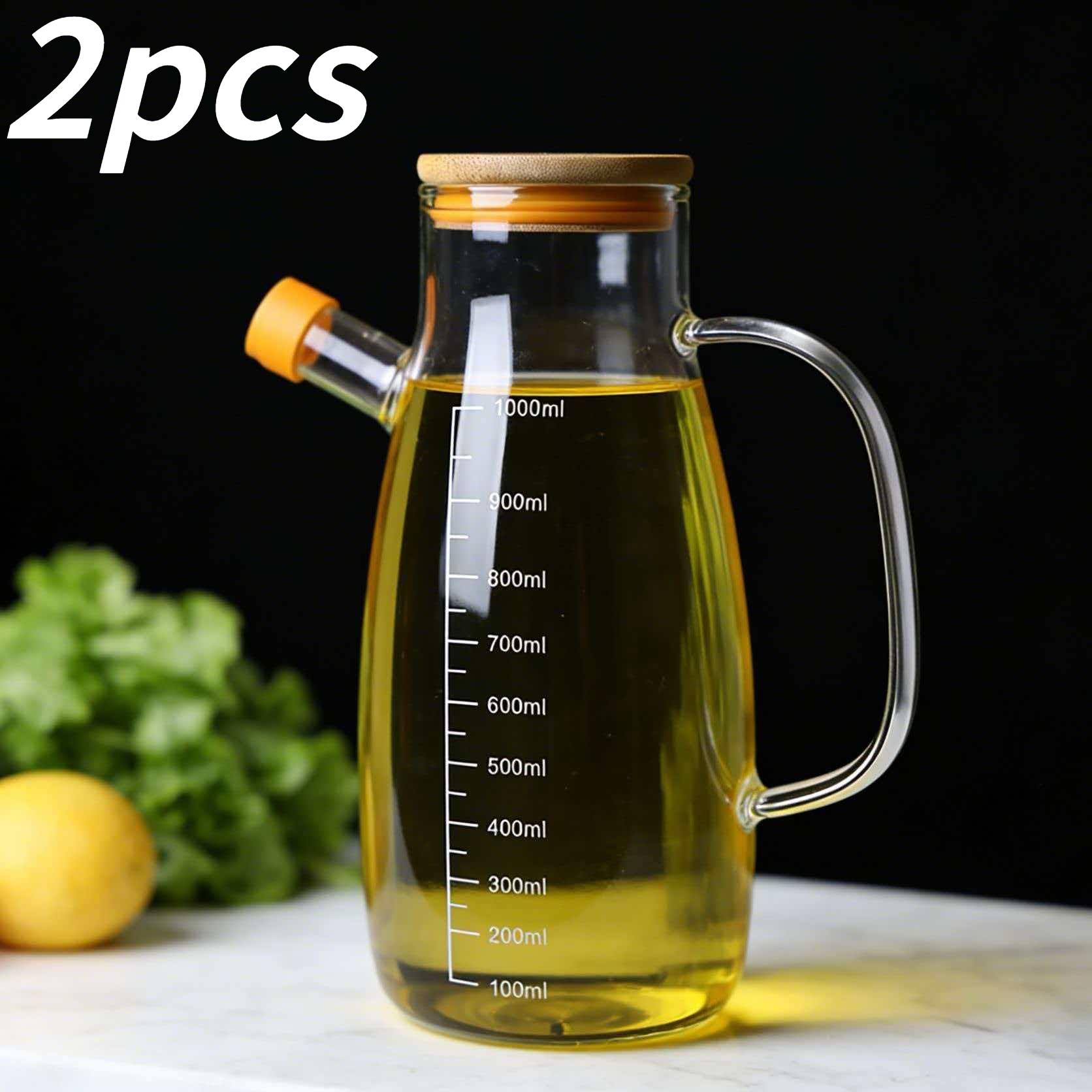 2pcs High Borosilicate Glass Multi-Functional Kitchen Condiment Bottles, Large Capacity Soy Sauce Vinegar Oil Bottle, Durable & Elegant Design
