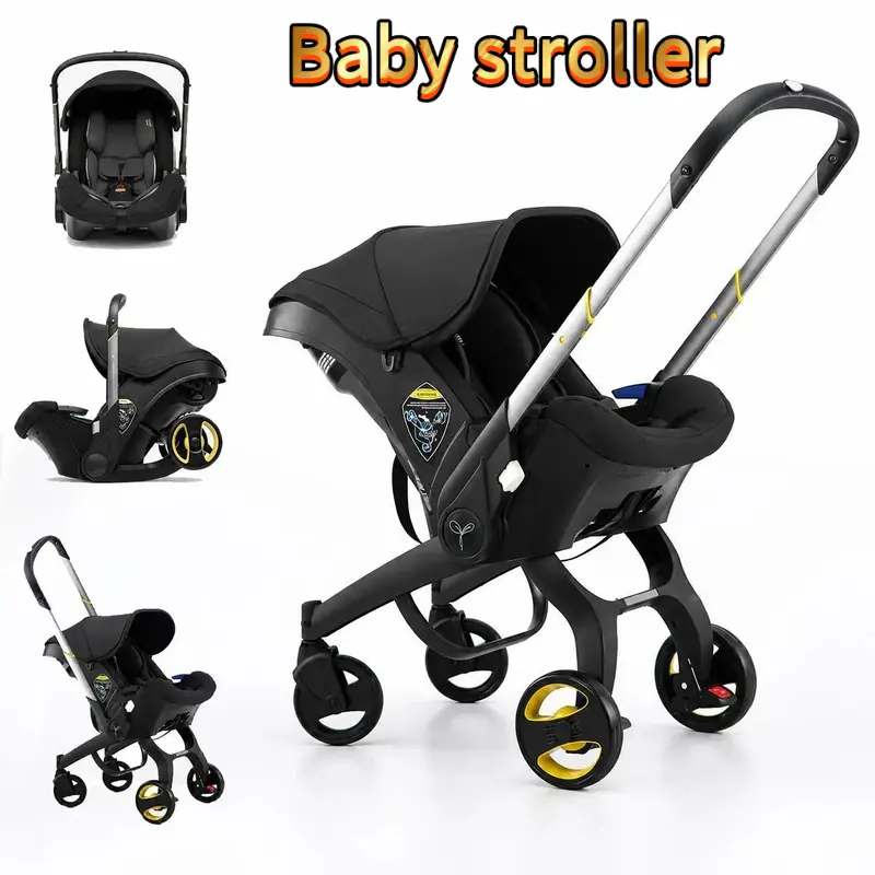 3-in-1 Baby Travel System Stroller with Detachable Car Seat, Foldable Lightweight Pram, Adjustable Backrest, Safe Stable Infant Cart, CE Certified for 0-2 Years Newborns & Infants, Indoor Outdoor Daily Use