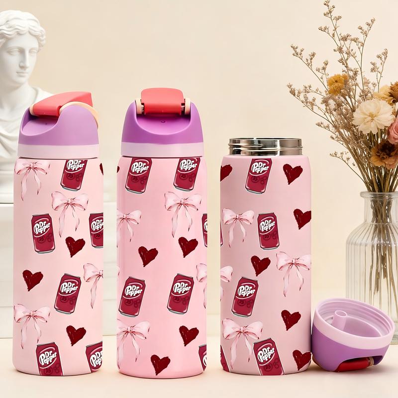 19/24/32oz Double-Wall Vacuum Cup, Insulated Leak-Proof Skinny Thermal Mug Tumbler Drinkware for Hot & Cold Drinks, Keeps Drinks Hot for 12h & Cold for 24h, Stainless Steel Heart Design, Perfect Holiday, Valentine's Day & Birthday Gift for Women & Men