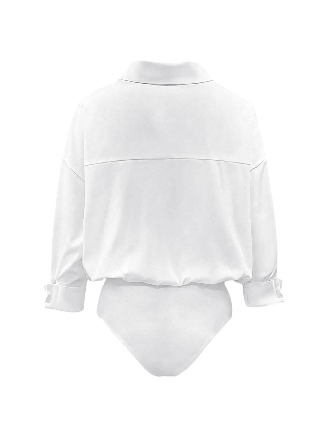 2026 3-Pack Spring Old Money Collared V-Neck Long Sleeve Bodysuit, Slim Waist Figure Flattering Work Shirt, Office Casual Women's Top
