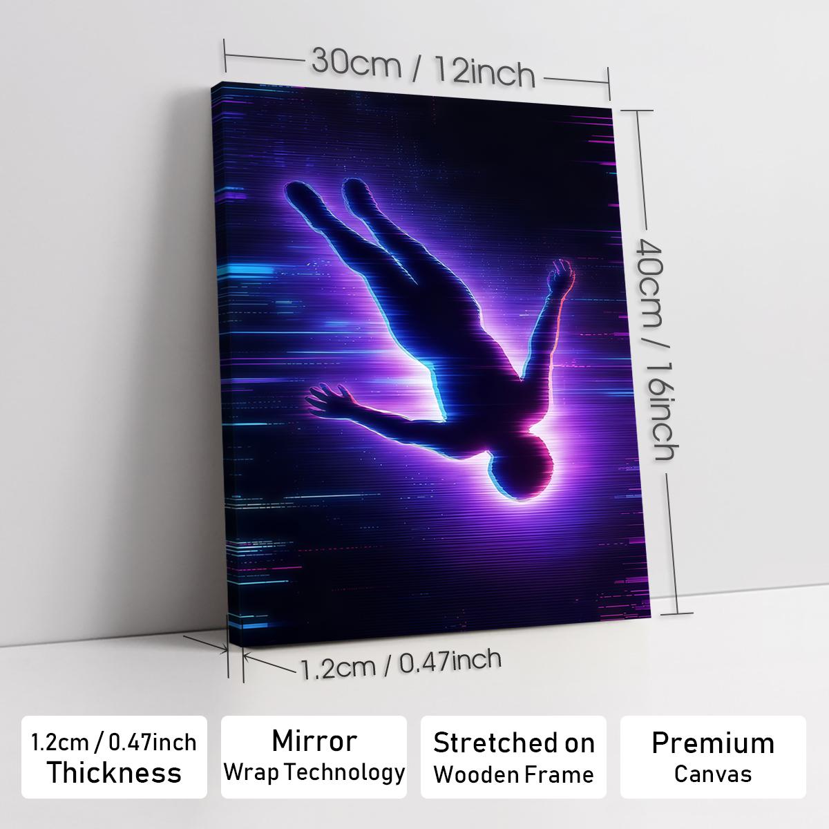 Wooden Frame Canvas Poster, Cyber Neon Art, Modern Living Room Decor, Waterproof, Suitable for Bedroom, Hallway, Wall Art