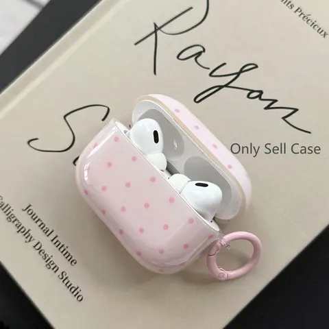 New Polka Dot Round Ring Earphone Case for Apple AirPods 5/pro 3/2/case/4/3/2, Cute Fashionable Women's Earphone Case, Simple Design