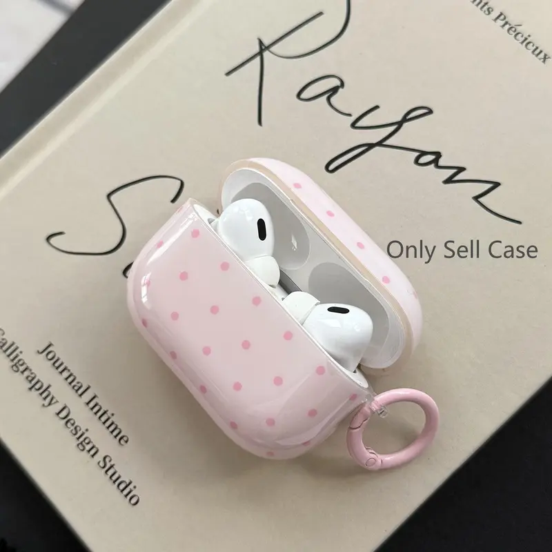 New Polka Dot Round Ring Earphone Case for Apple AirPods 5/pro 3/2/case/4/3/2, Cute Fashionable Women's Earphone Case, Simple Design