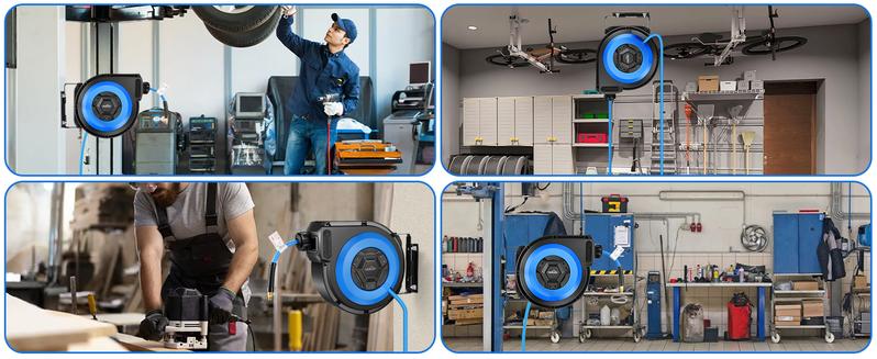 Retractable Air Hose Reel, 50/80ft Hose + 6.6ft Lead, Ceiling/Wall Mounted Pneumatic Hose Reel for Home Garage Workshop Shop, Auto Rewind for Air Tools with Brass Fittings and Bend Restrictor, 300PSI Retractable Air Hose Reel, 50/80ft Hose + 6.6ft Lead, Ceiling/Wall Mounted Pneumatic Hose Reel for Home Garage Workshop Shop, Auto Rewind for Air Tools with Brass Fittings and Bend Restrictor, 300PSI