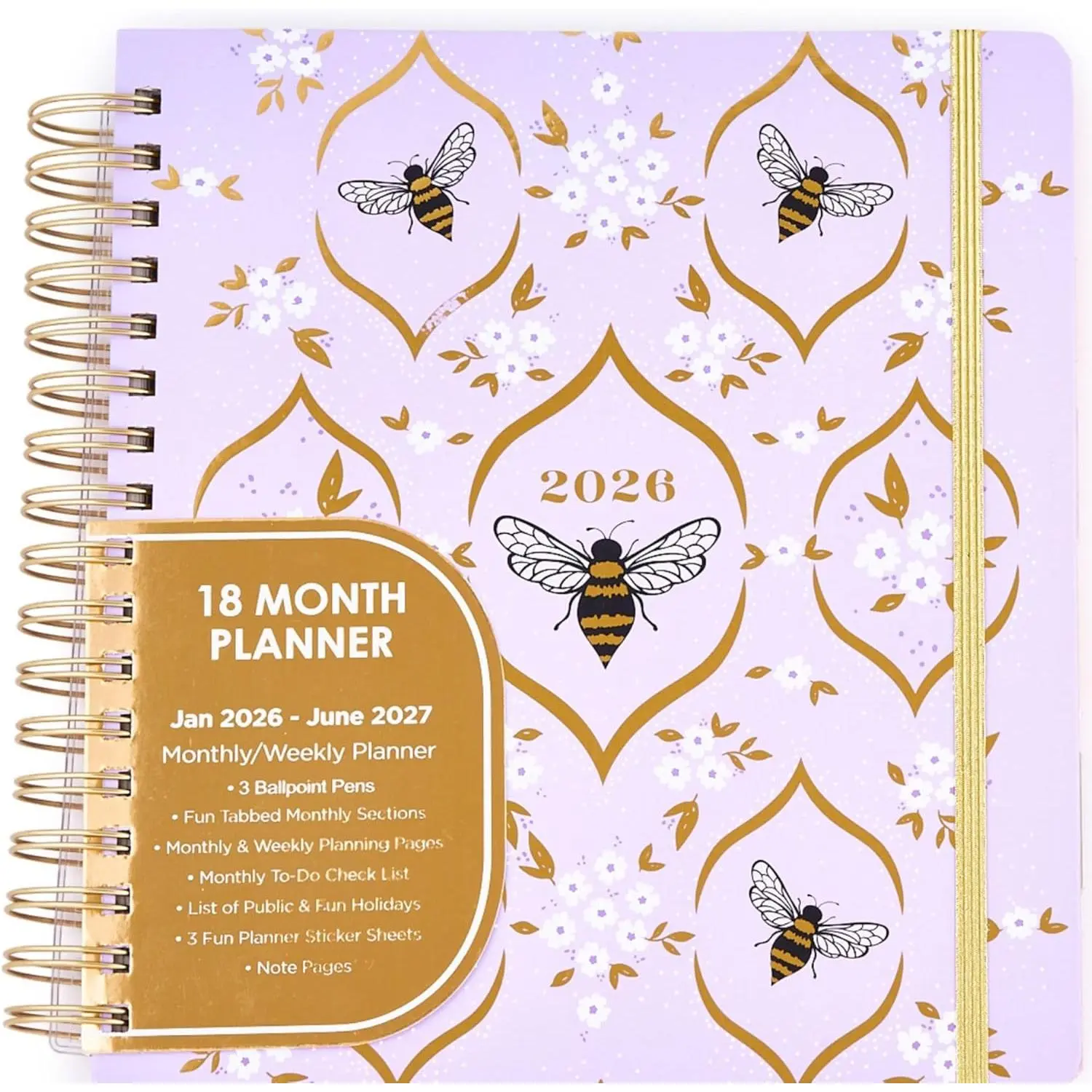 18 Month Hard Cover Planners/Calendars 10" x 10", January 2026 - June 2027 - Daily, Weekly & Monthly Organizer with Pens, Stickers, Sticky Notes, and a Sturdy Cover -  You