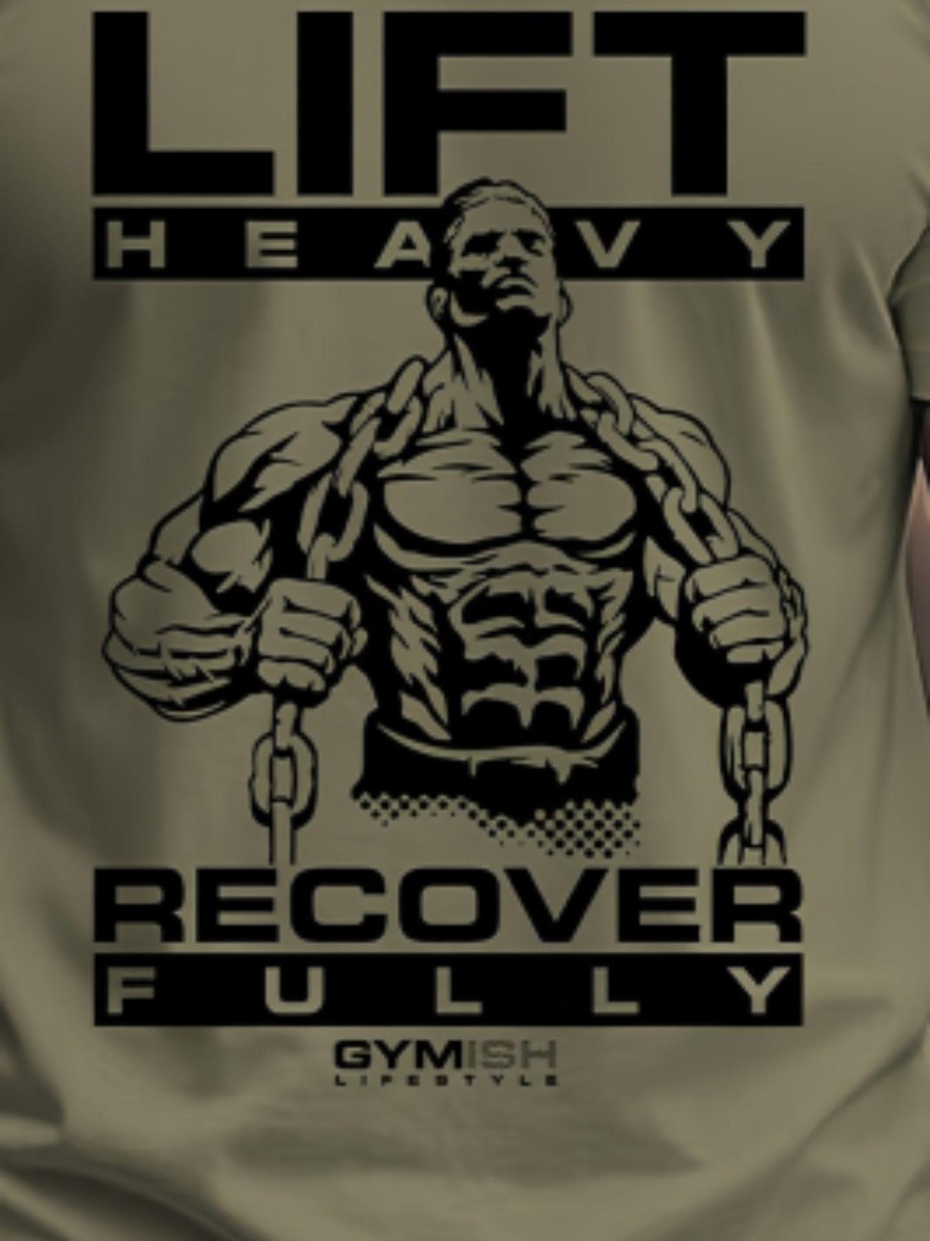 Men's Fitness Short Sleeve T-Shirt, Gym Workout Graphic Top, Weightlifting Recovery Theme Casual Wear, Loose-Fitting Jersey