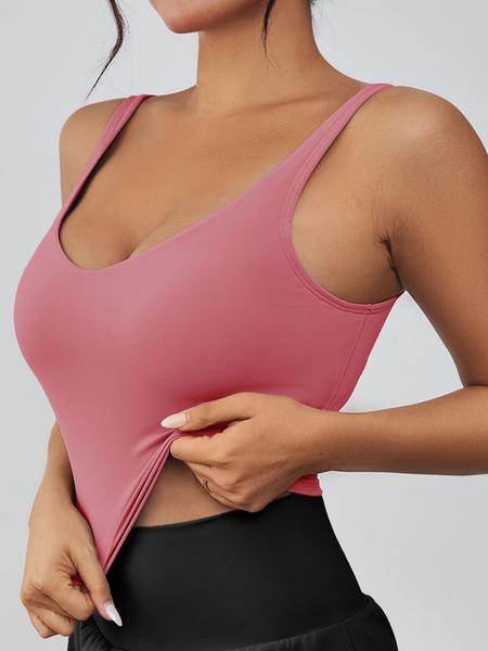 Women's Solid Sports Bra, Sporty Wide Strap Lingerie Top for Tennis Pickleball, Gym Clothes, Women's Athletic Clothing for Indoor Outdoor Wear