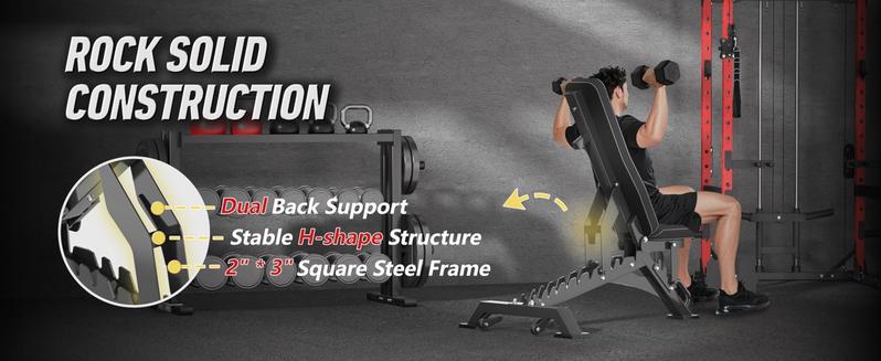 RitKeep 1300lbs Heavy Duty Weight Bench, Adjustable Weight Bench Workout Bench Press Set for Home Gym Strength Training, Portable Incline Bench with Wheels for Full Body Fitness