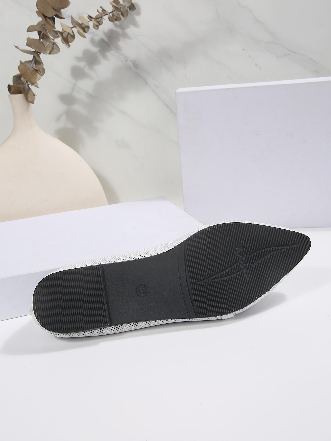 1 Pair Women's  Colorblock Knit Pointed Toe Metal Buckle Flat Loafers, Minimalist Commute Style Breathable Slip-On Shoes, Versatile Elegant Comfortable Professional Footwear for Office Work