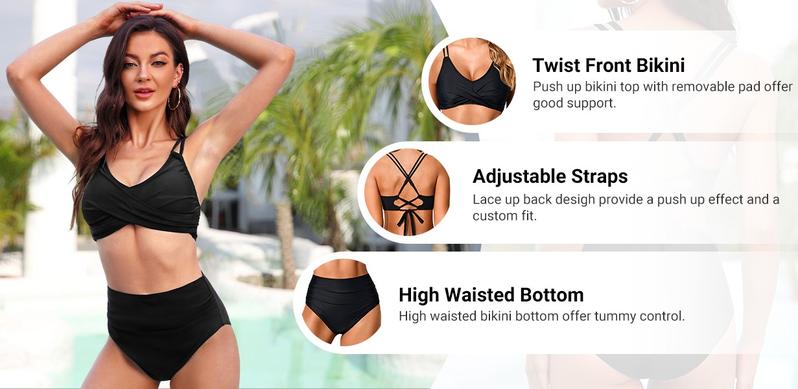 Holipick Women High Waisted Bikini Set Two Piece Swimsuits Push up Wrap Swim Suits Top Tummy Control Bathing Suit Bottom Holipick Women High Waisted Bikini Set Two Piece Swimsuits Push up Wrap Swim Suits Top Tummy Control Bathing Suit Bottom