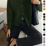 【Black Friday】Autumn & Winter Women's Casual Knit Cardigan, Elegant Vintage Round Neck Fitted Sweater, Simple Lazy Basic Style, Long Sleeve Knitwear