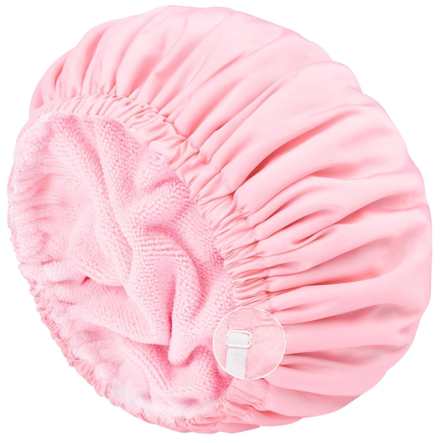 Adjustable Loop Bath Cap Waterproof Polyester Shower Cap Absorbent Microfiber Three-In-One Dry Hair Hat Bathroom Accessory