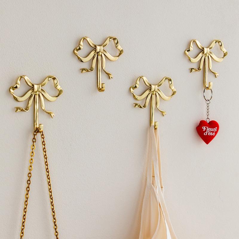 Vintage European Bowknot Decorative Wall Hook, Easy Installation, for Towels, Coats, Bags, Scarves, Keys, Necklaces, Umbrellas, Wall Mounted Hanger, Key Holder
