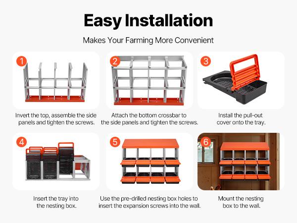 VEVOR 2 Tiers Chicken Nesting Boxes, 8 Compartments, Metal Egg Laying Boxes with Protective Collection Lids, Roll Out Nesting Box, Easy to Assemble, Ideal for Hens, Ducks, Chickens, and Other Poultry
