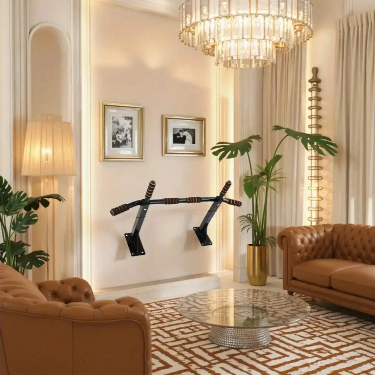 All-Season Doorway & Wall Mounted Pull Up Bar, Space Saving Fitness Bar, Dual-Purpose for Home & Commercial Use, Adjustable Hanging Chin Up Bar No Independent Stand