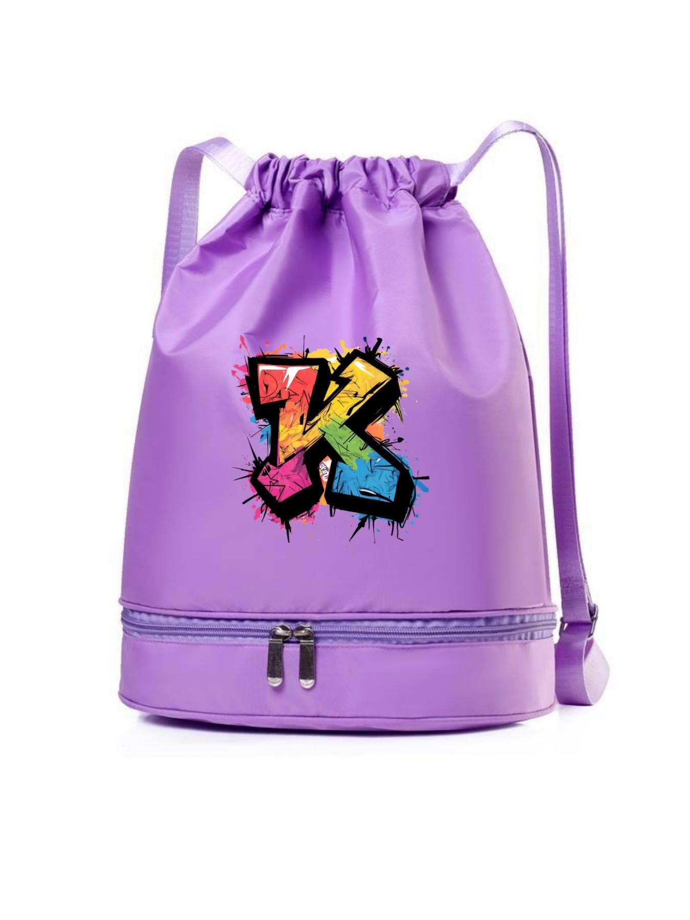 Street Graffiti Style Letter K Print Backpack, Adjustable Shoulder Straps, Detachable Shoe Compartment, Multiple Colors Available