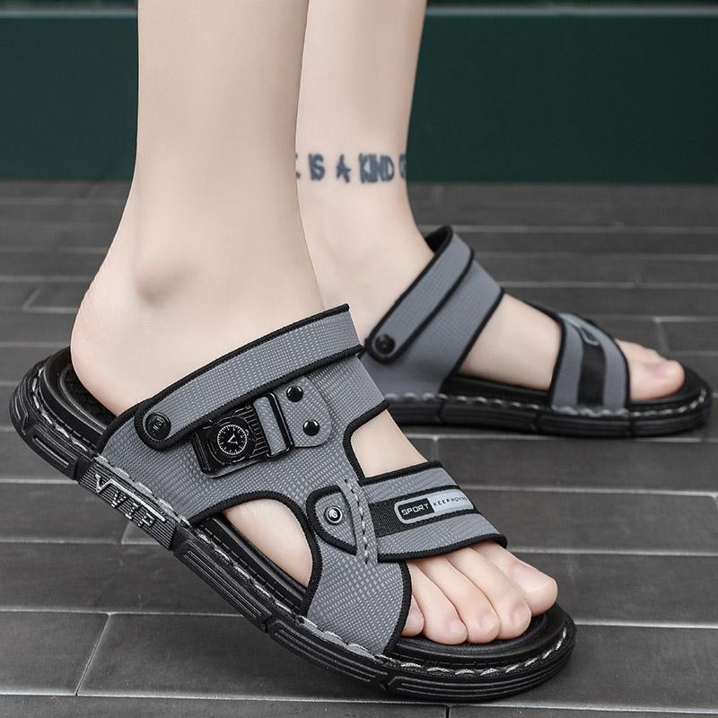 New Summer Men's Fashion Casual Outdoor Slippers, Trendy Stitched Two-In-One Sandals, Comfortable Non-Slip Beach Shoes