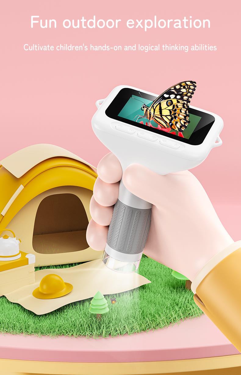 INSKAM 4K Upgraded Kid Microscope,3" Screen Rechargeable Mini Pocket Digital Microscope ,Edu Gift Age 4-6 8-12 Children Students,STEM learning Tool Teaching Supplies  Perfect Boys Girls Birthday Gift