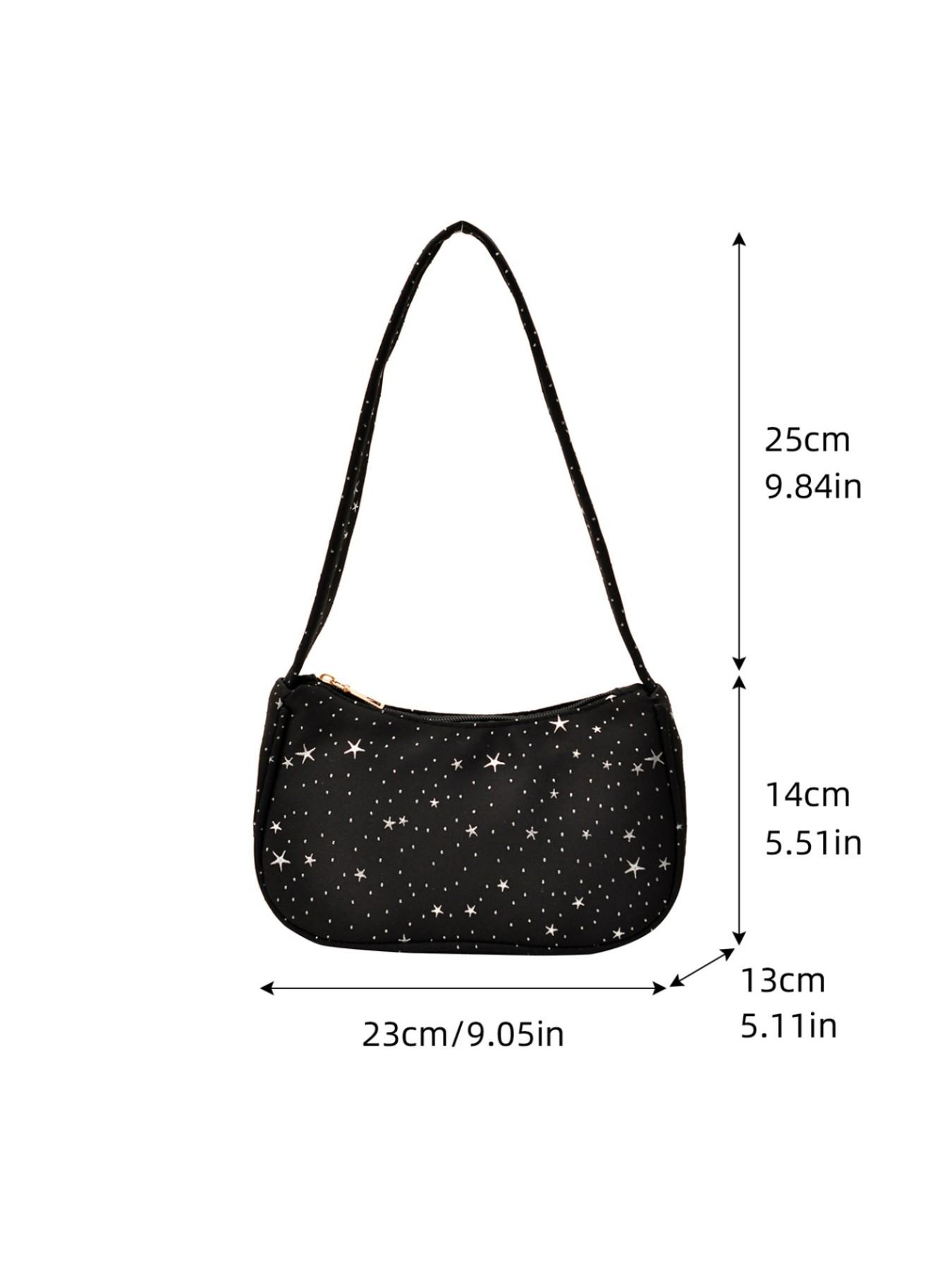 Single Shoulder Bag with Star Pattern Decoration, Simple Casual Style, Versatile and Fashionable, Pure Color Design, Perfect for Daily Use