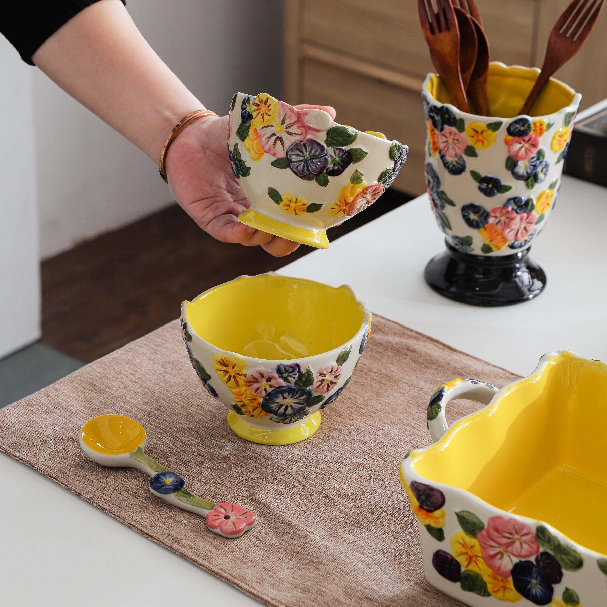 50 Fuya Life Series Ceramic Tableware Set, Farmhouse Style, Durable & Easy Clean, Ideal for Home & Gifts, Multiple Sizes Available