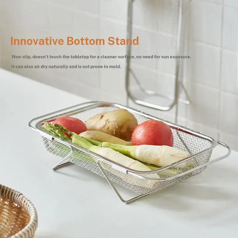 Extendable Stainless Steel Sink Drain Basket, Vegetable Washing Basin Rack, Kitchen Sink Drain Rack, Dishwashing Sink Bowl Rack