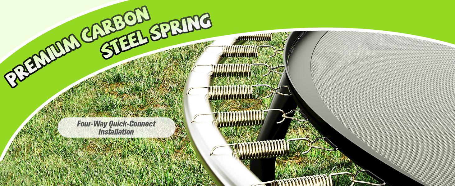 VanAcc 8FT 10FT 12FT 15FT 14FT 16FT Outdoor Trampoline with Enclosure Net and Ladder, Recreational Trampolines for Kids and Adults, Quick Connect Frame, ASTM Approval