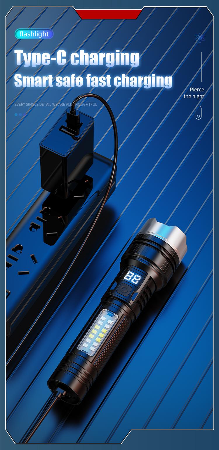 Rechargeable Flashlights High Lumens, 7Mode Flashlights Rechargeable, Super Bright Flashlight, Adjustable Tactical Flash Light, High Powered Flash Light, LED Flashlight for Emergency Home