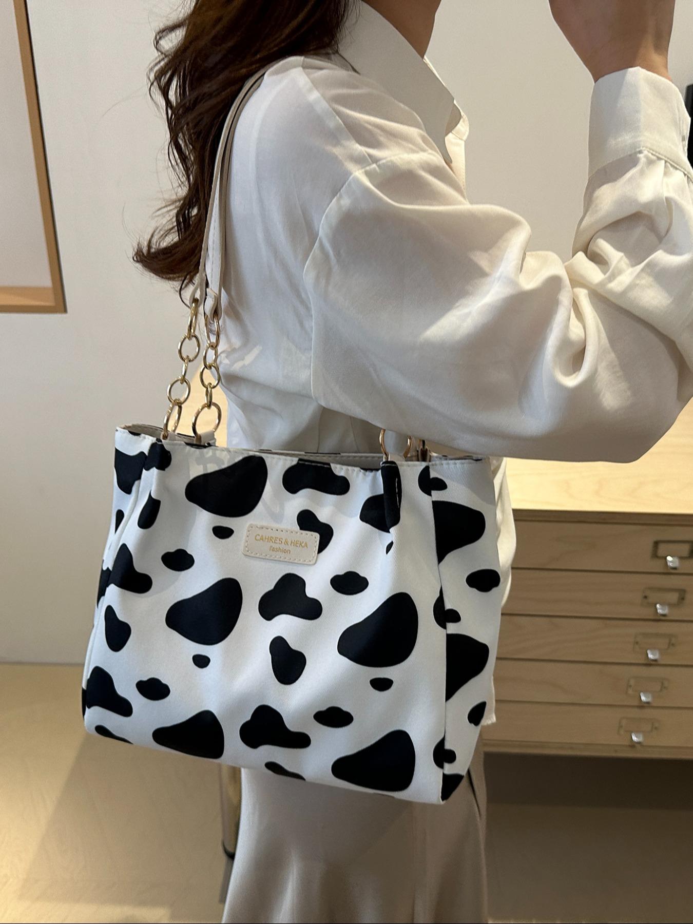 Women's Fashion Striped Handbag, Large Capacity Shoulder Bag with Metal Chain Strap, Waterproof Nylon Material, Ideal for Daily Use, Fashionable Patterned Bag