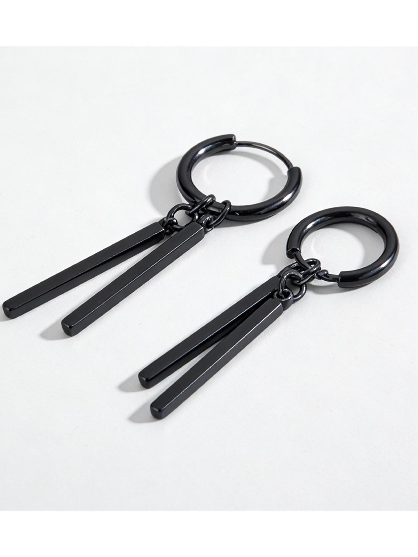 4 Pcs 304 Stainless Steel Hip Hop Style Earrings, Unisex Fashion Jewelry for Daily Wear, Music Festivals, Comic Con, Trendy Events