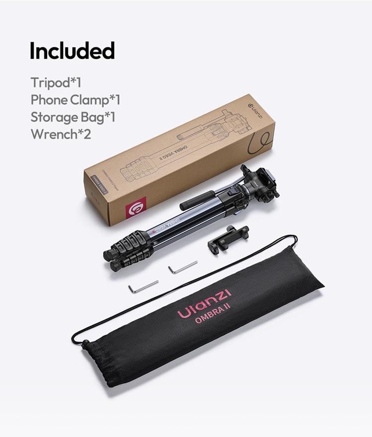 ULANZI Ombra Lightweight Travel Tripod, 59" Professional 5 Section Aluminum Camera Tripod with Claw Super Quick Release Design, for Canon Nikon Sony Cameras DSLR iPhone, Max Load 17lb