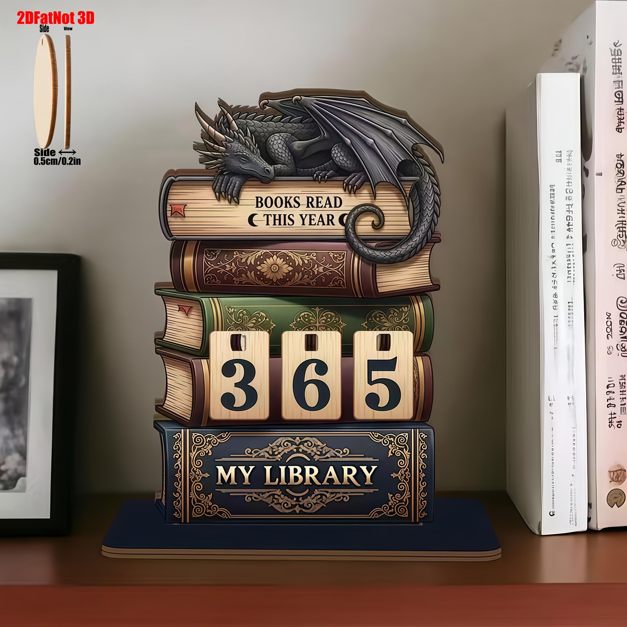 2D DIY Book Reading Tracker, Ideal for Reading Goals, Perfect Gift for Teachers, Writers, Literature Lovers, Home Library Decor, Shelf Accessory