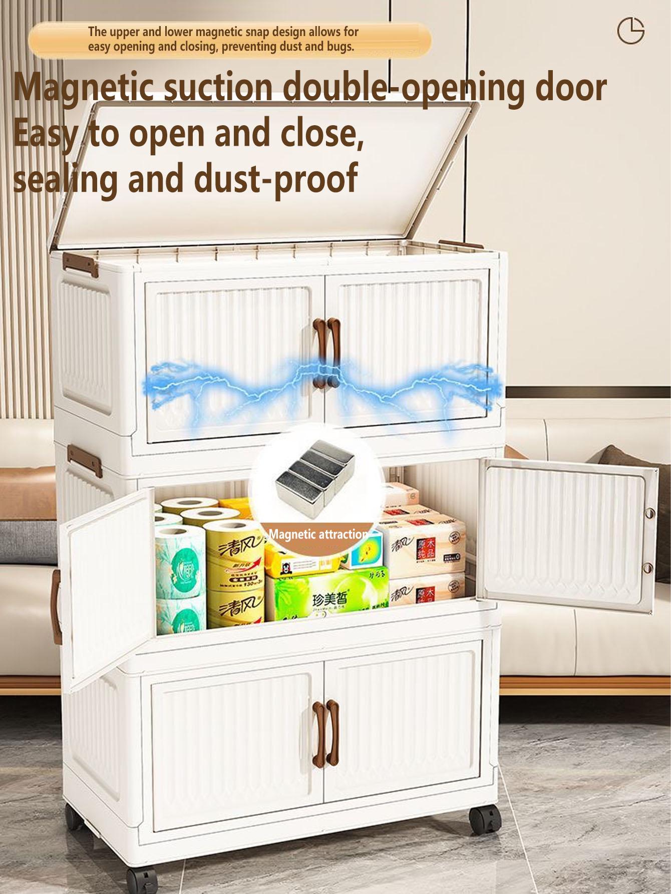 Foldable Snack Storage Rack, Multi-Layer Toy Organizer, Home Kitchen Cabinet, Living Room Display Shelf, Space-Saving Design, Organizing