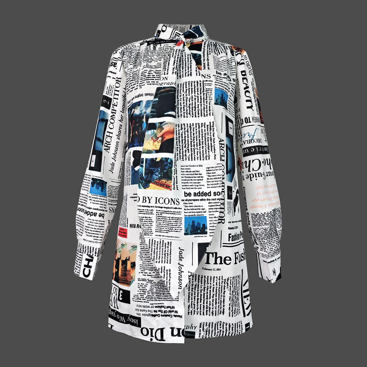 Women's Spring Cotton Turtleneck Blouses Loose Letter Print Stand Collar Tops Casual Fitted High Neck Ladies Wear