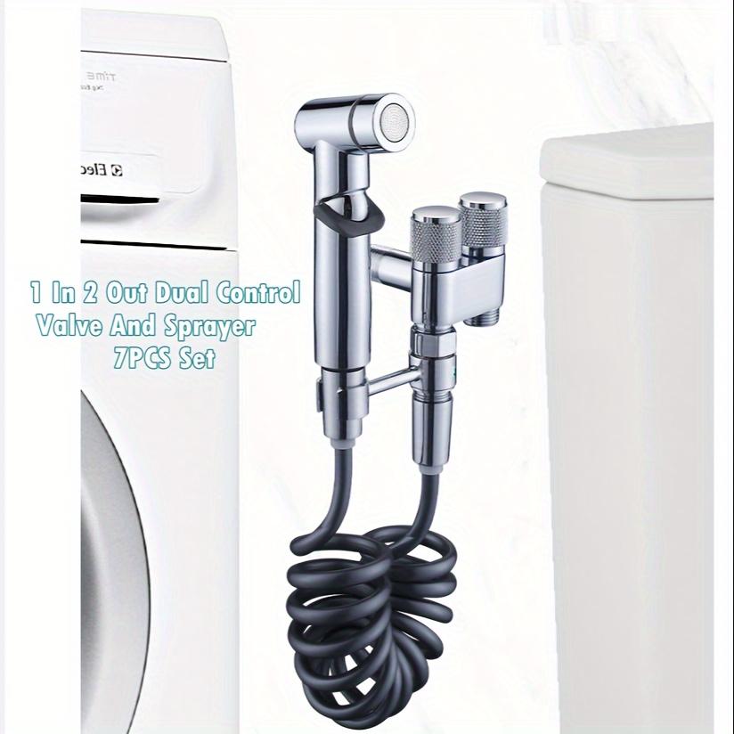High Pressure Shower Spray Gun Set, Copper Body Dual Control Faucet, Bathroom Accessories, Toilet Bidet Attachment, One in Two Out Design, Toilet Cleaner