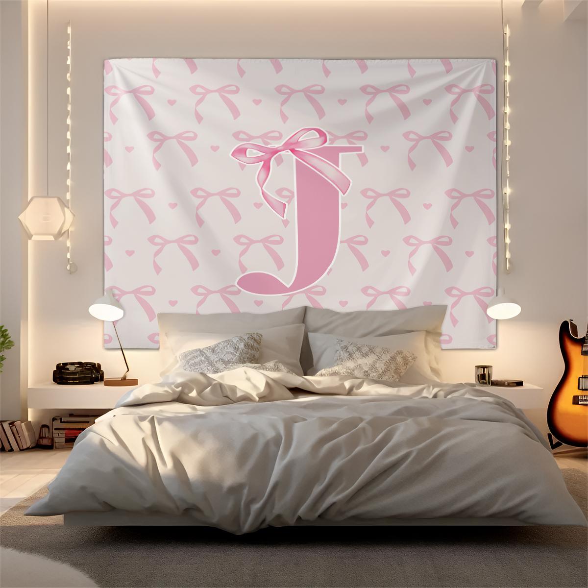 Letter Printed Tapestry, Pink Princess Style Wall Decor, Soft Fabric, Easy to Hang, Ideal for Girls' Bedroom and Living Room Background Decoration, Great Gift for Family and Friends